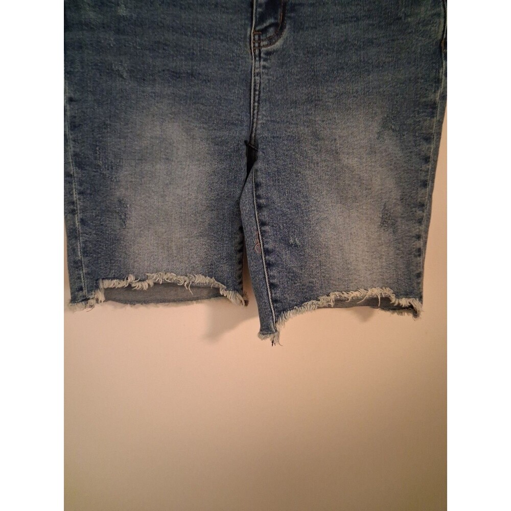 Judy Blue Cutoff Denim Shorts Large Blue Raw Hem Boho Distressed Festival - Picture 5 of 9